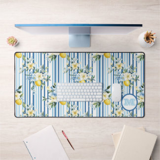 Alfrombrillas De Escritorio Personalizado Monogramed Floral Lemon Desk Mat