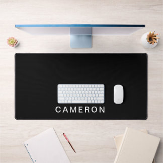 Alfrombrillas De Escritorio Personalizado Negro & Monograma | Diseño Elegante