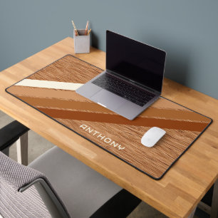 Alfrombrillas De Escritorio Personalizado Neutral Warm Brown Stripes Art En Ma