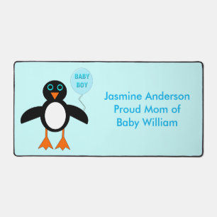 Alfrombrillas De Escritorio Personalizado pingüino de niño azul lindo