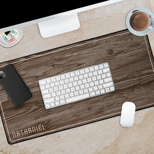 Alfrombrillas De Escritorio Personalizado Rústico Oscuro Marrón Faux Woodgrain