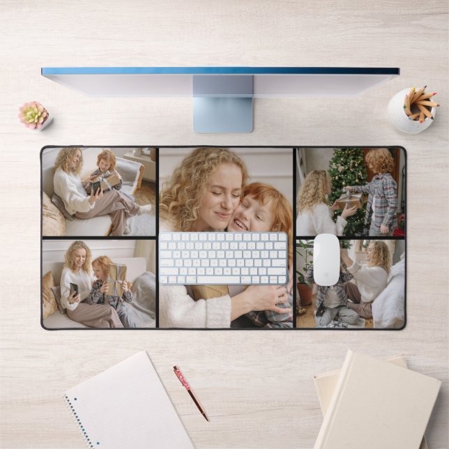 Alfrombrillas De Escritorio Personalized Five Photo Collage Desk Mat (Oficina 1)