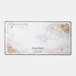 Alfrombrillas De Escritorio Personalized Floral Desk Mat - Elegant Workspace 