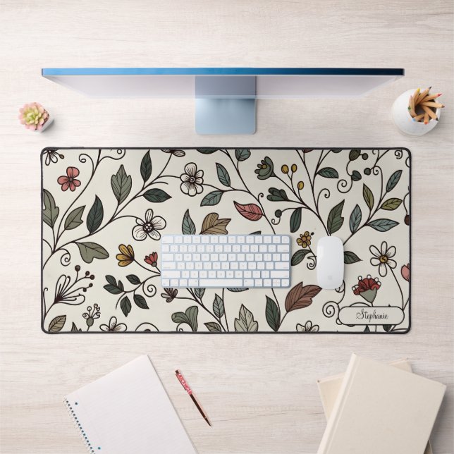Alfrombrillas De Escritorio Personalized Intricate Floral Vine Workspace (Oficina 1)