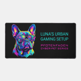 Alfrombrillas De Escritorio Personalized Neon French Bulldog Gaming