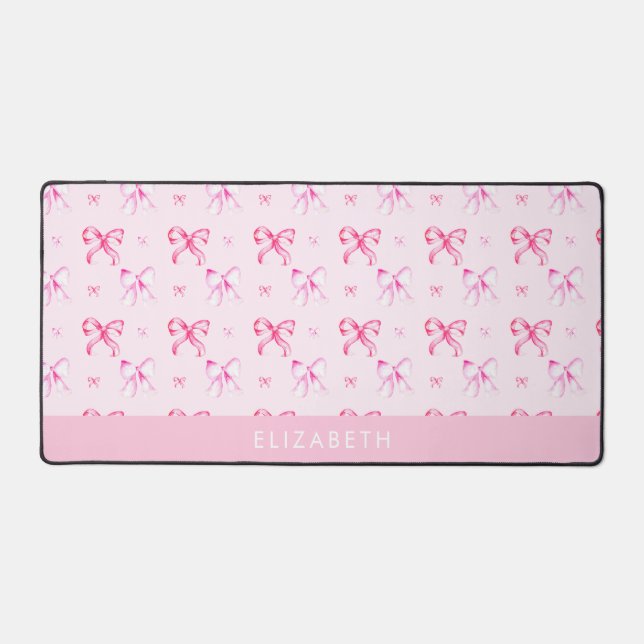 Alfrombrillas De Escritorio Personalized Pink Bow Coquette Cute Name Office (Anverso)