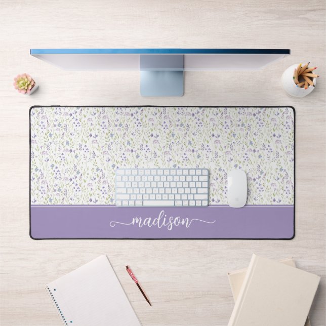 Alfrombrillas De Escritorio Personalized Purple Wildflower Monogram (Oficina 1)