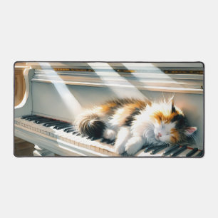 Alfrombrillas De Escritorio Piano de Ensueño Cottagecore con Gato bajo la Luz