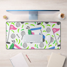 Alfrombrillas De Escritorio Pink Blue Green Golf Preppy Golf Carro de golf Tee
