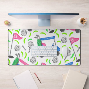 Alfrombrillas De Escritorio Pink Blue Green Golf Preppy Golf Carro de golf Tee