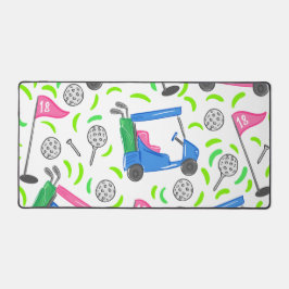 Alfrombrillas De Escritorio Pink Blue Green Golf Preppy Golf Carro de golf Tee