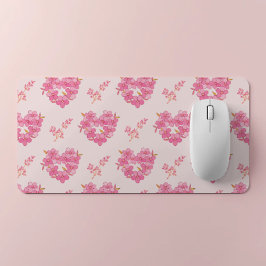 Alfrombrillas De Escritorio Pink Floral Hearts Pattern Desk Mat