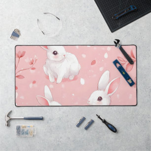 Alfrombrillas De Escritorio Pink Meadow Bunny Floral Garden