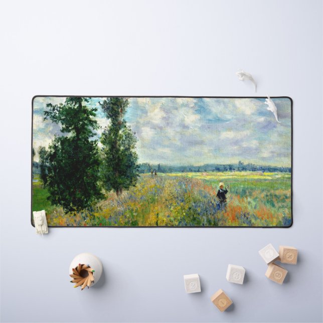 Alfrombrillas De Escritorio Pintura de Monet, Campo de la Adormidera, Argenteu (Mesa para niños)