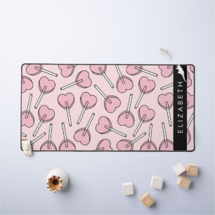 Alfrombrillas De Escritorio Pirulís rosados, pirulís con forma de corazón, pir