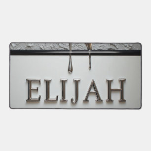 Alfrombrillas De Escritorio Placa de nombre Elijah Chrome con gotas de metal l