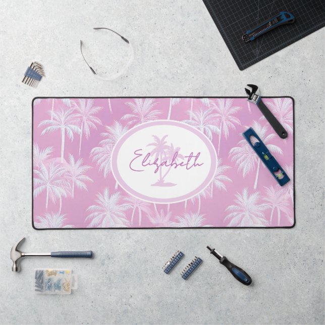 Alfrombrillas De Escritorio Pluma de patrón de silueta de árbol de palmas hawa (Puesto de trabajo)