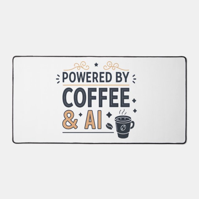 Alfrombrillas De Escritorio Powered by Coffee & AI Retro Tech Vector (Anverso)