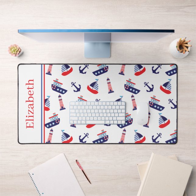 Alfrombrillas De Escritorio Preppy Nautical Sailboats Personalized (Oficina 1)