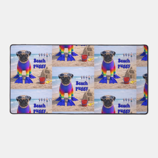 Alfrombrillas De Escritorio Pug de Playa (Anverso)