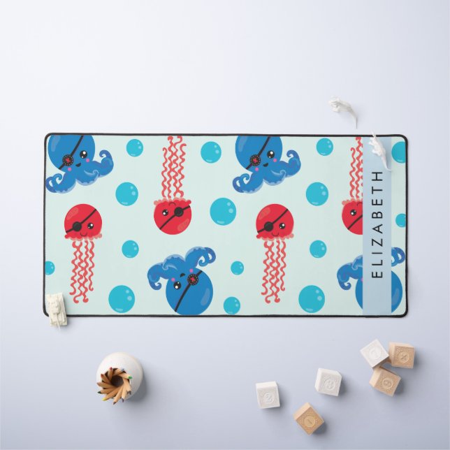 Alfrombrillas De Escritorio Pulpo pirata, medusa pirata, mar, tu nombre (Mesa para niños)