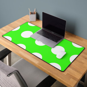 Alfrombrillas De Escritorio Puntos grandes de Polka verde neón blanco