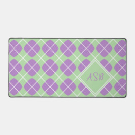 Alfrombrillas De Escritorio Purple Agyle Pastel Mint Modern Monogram