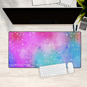 Alfrombrillas De Escritorio Purpurina azul rosa Girly Personalizado extendido