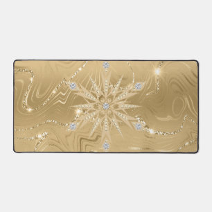 Alfrombrillas De Escritorio Purpurina de oro de lujo Snowflake Diamond