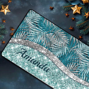 Alfrombrillas De Escritorio Purpurina de plata verde verde azulado Girona hoja