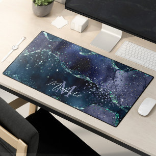 Alfrombrillas De Escritorio Purpurina morado azul oscuro Esparkle monograma el