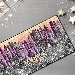 Alfrombrillas De Escritorio Purpurina púrpura singulares  dorados monograma