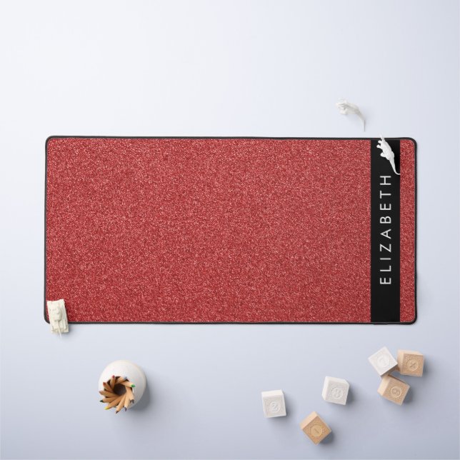 Alfrombrillas De Escritorio Purpurina rojo, fondo Purpurina, nombre (Mesa para niños)
