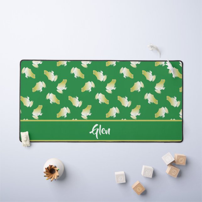 Alfrombrillas De Escritorio Ranas doradas en verde (Mesa para niños)