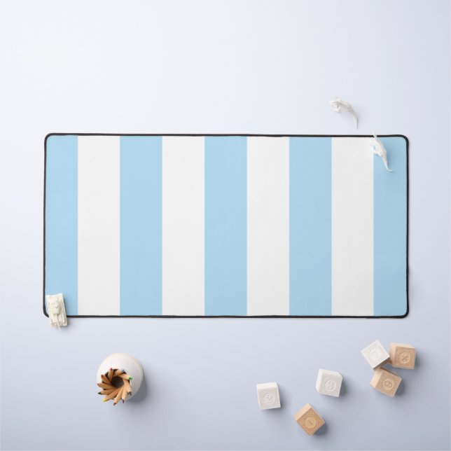 Alfrombrillas De Escritorio Rayas azules, rayas blancas, patrón rayado (Mesa para niños)