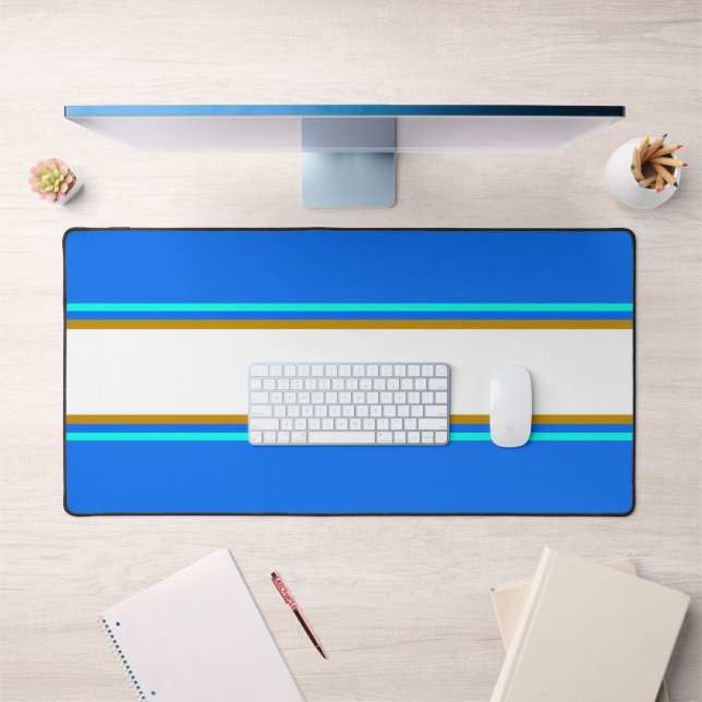 Alfrombrillas De Escritorio Rayas de Carreras blanca azul esporádica azul Aqua (Oficina 1)