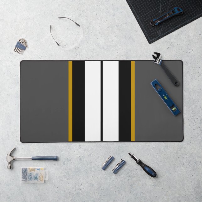 Alfrombrillas De Escritorio Rayas de Carreras vertical blanco gris oscuro y di (Puesto de trabajo)