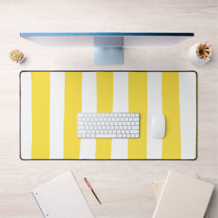 Alfrombrillas De Escritorio Rayas desiguales - Amarillo limón y blanco