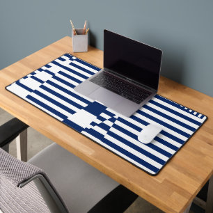 Alfrombrillas De Escritorio Rayas en franjas en azul y blanco