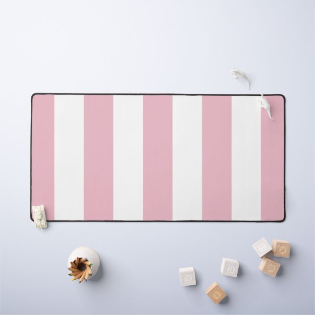 Alfrombrillas De Escritorio Rayas rosas, franjas blancas, patrón rayado (Mesa para niños)