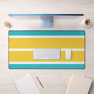 Alfrombrillas De Escritorio Rayas simples - Turquesa y amarillo