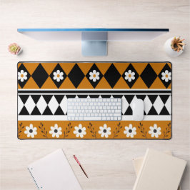 Alfrombrillas De Escritorio Rayo de borde Flor Diamante Boho Patrón floral