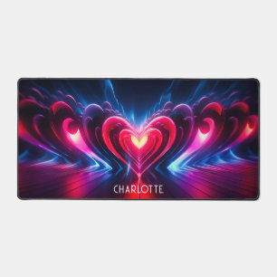 Alfrombrillas De Escritorio Red Love Heart Modern Nombre Personalizado