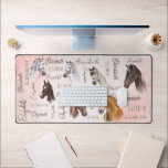 Alfrombrillas De Escritorio Regalos con temática de caballo nombre personaliza<br><div class="desc">Regalos con temática de caballo nombre personalizado retrato de caballo tapete de escritorio,  encantadores regalos para chicas amantes del caballo</div>