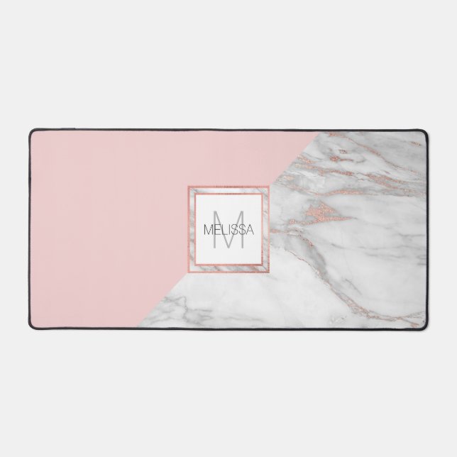 Alfrombrillas De Escritorio Relieve metalizado dorado falso Rosa Mármol Rubor  (Anverso)