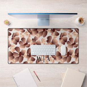 Alfrombrillas De Escritorio Resumen Floral Mocha Mousse Beige Preppy Monograma