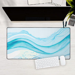 Alfrombrillas De Escritorio Resumen Olas Azules Acuarela Computadora Grande