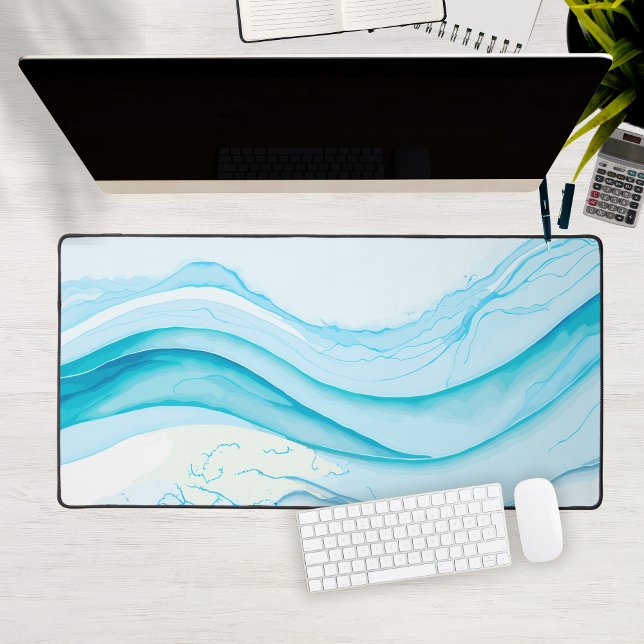 Alfrombrillas De Escritorio Resumen Olas Azules Acuarela Computadora Grande (Abstract Blue Waves Watercolor Large Computer Desk Mat
)