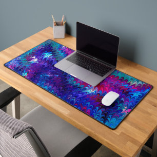 Alfrombrillas De Escritorio Resumen Verde azulado rosa azul Marbling Ebru Art