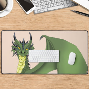 Alfrombrillas De Escritorio Retrato de Dragón Pequeño y Verde Fantasía Melocot